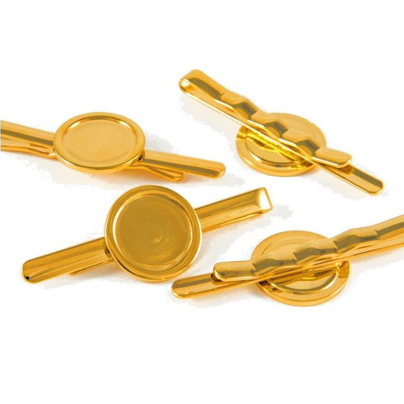 Tie Slide Blank 16mm Round Gold and clear dome